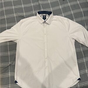 Society Of Threads White Dress Shirt with Dark Blue Details